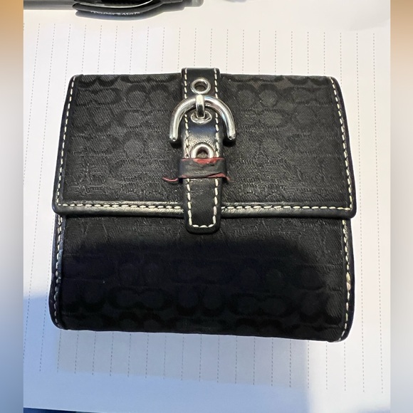 Coach small black trifold wallet and change purse. Snap closures. 4”x 4”. - Picture 2 of 6